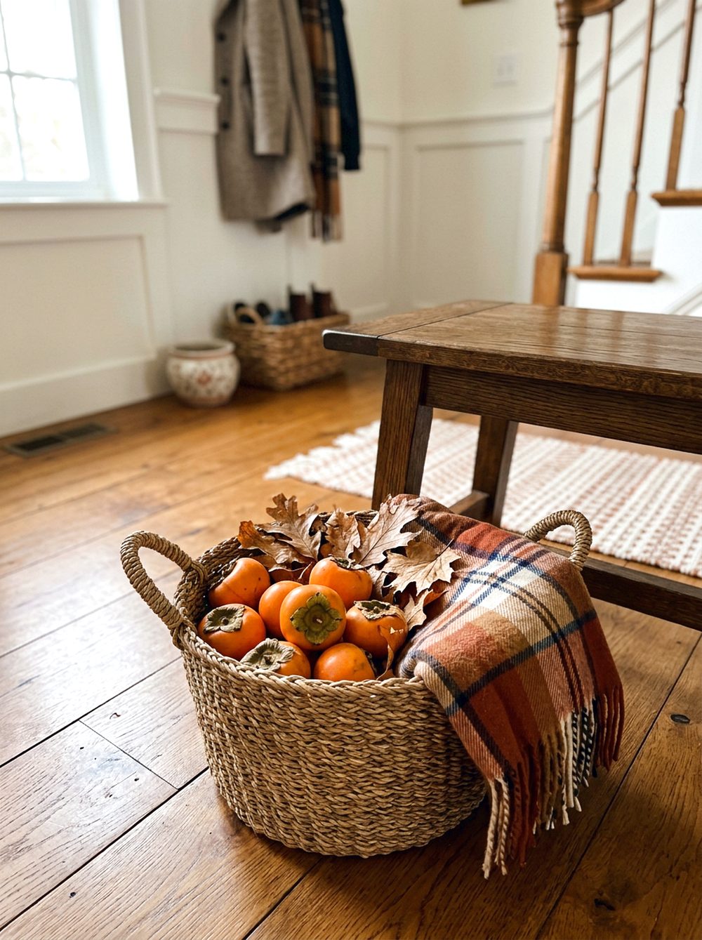 Persimmon Basket Under the Bench