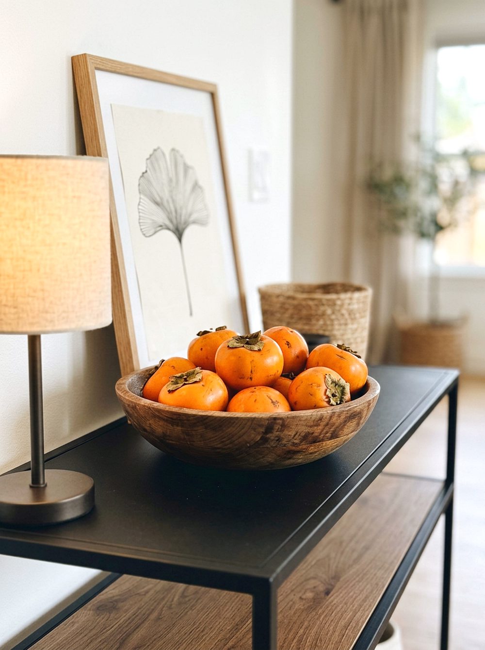 Persimmon Bowl on a Console Table