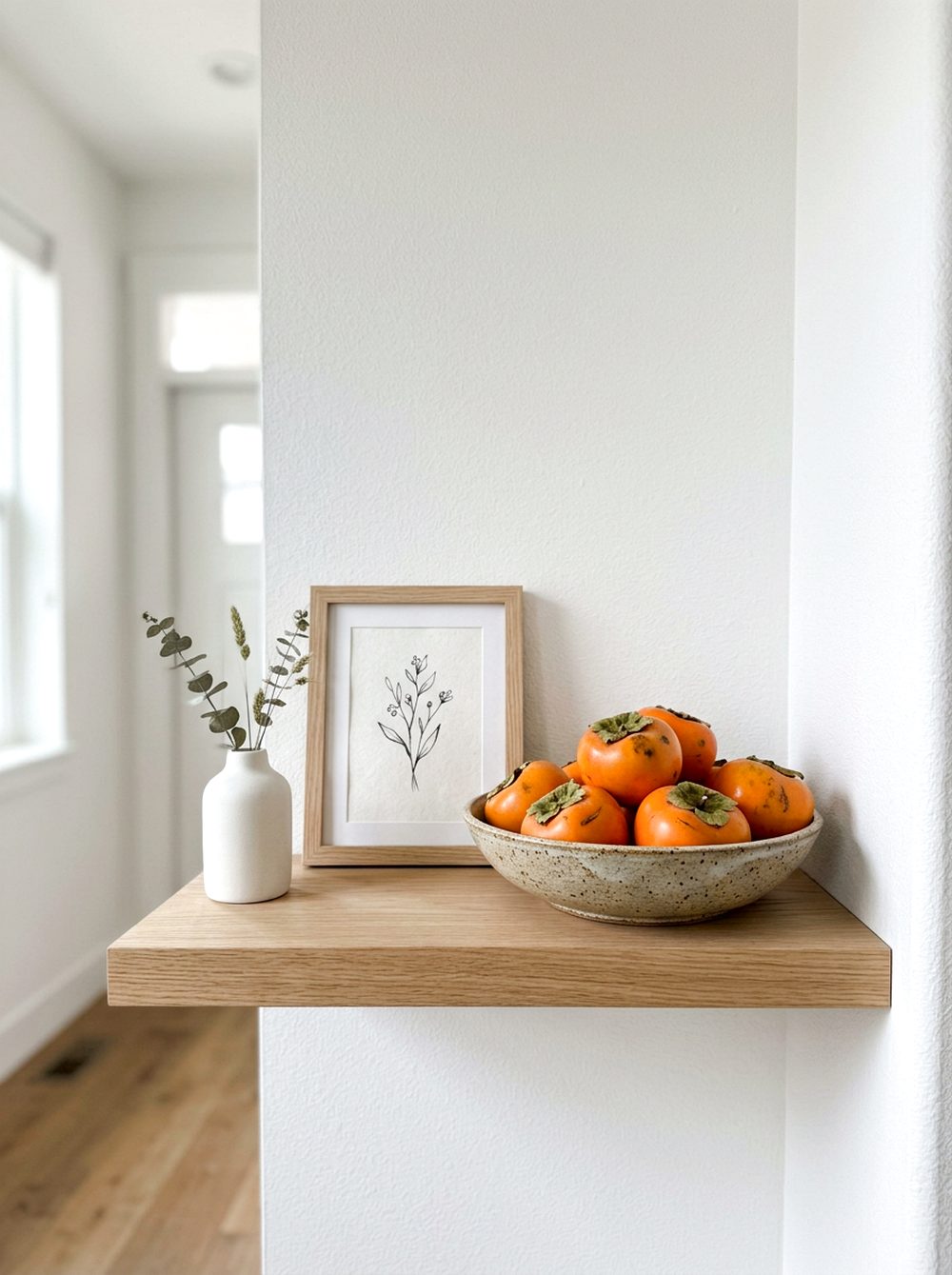 Persimmon Bowl on a Floating Shelf