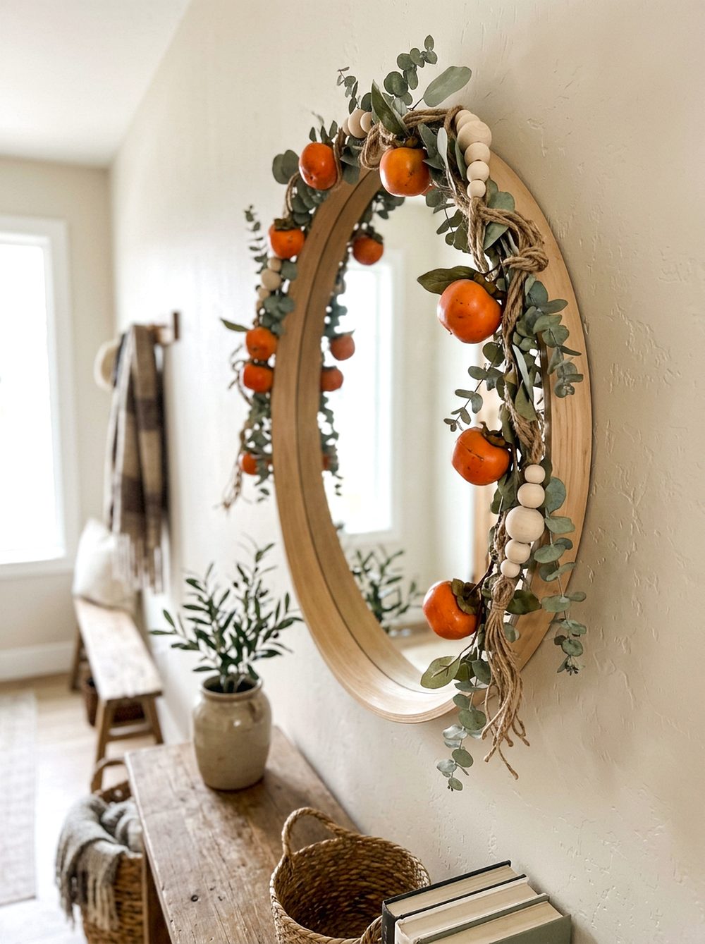 Persimmon Garland Around a Mirror