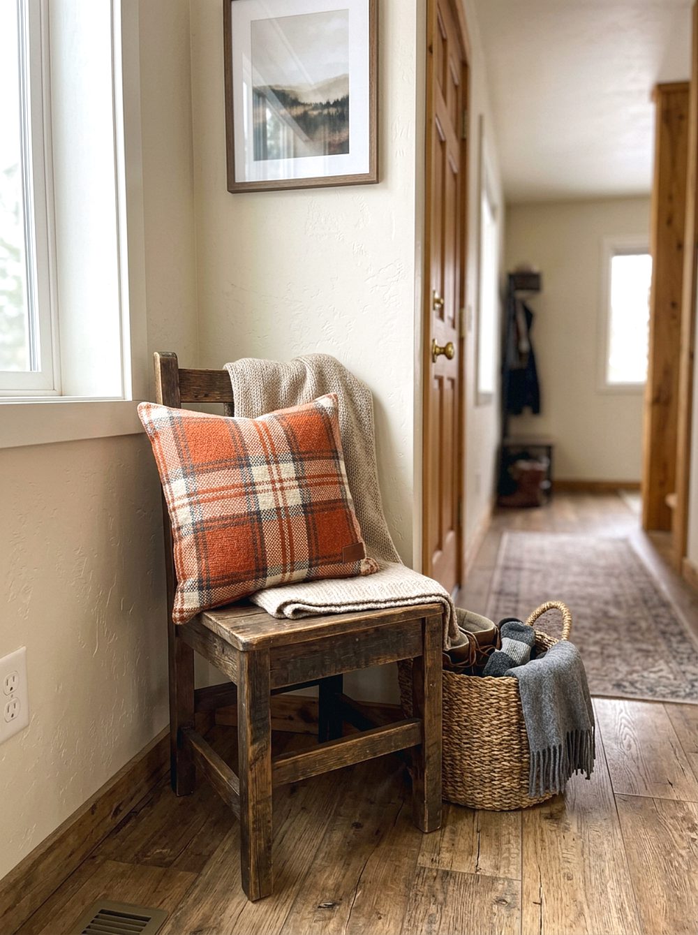 Persimmon Plaid Pillow Corner