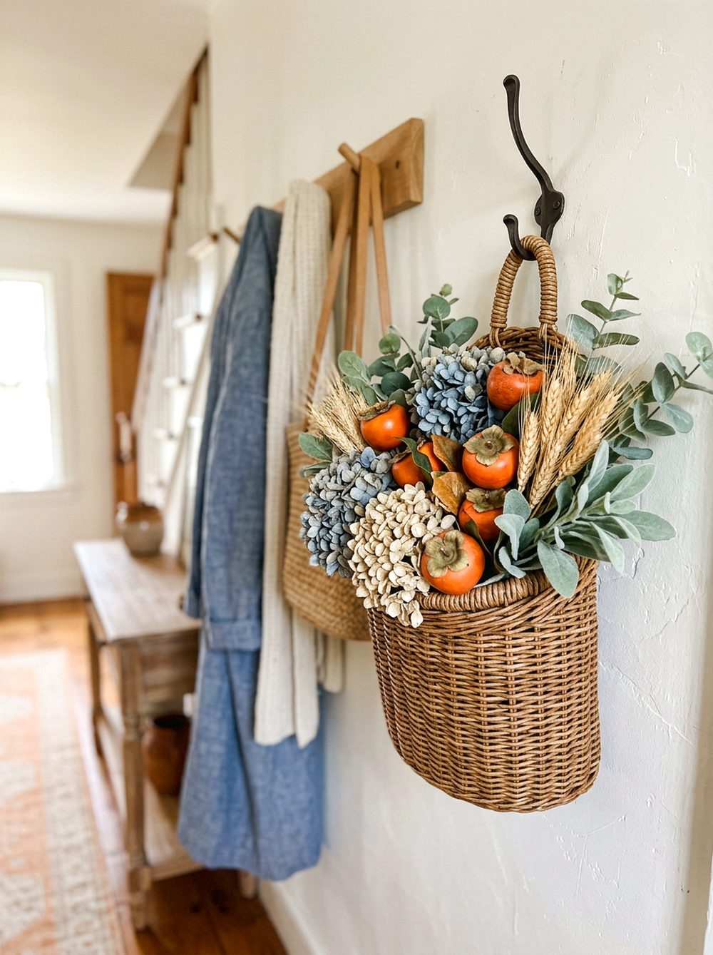 Persimmon and Dried Flower Wall Basket