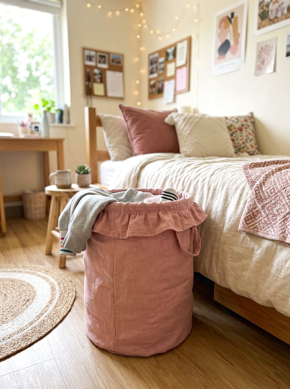 Pink Laundry Basket Cover