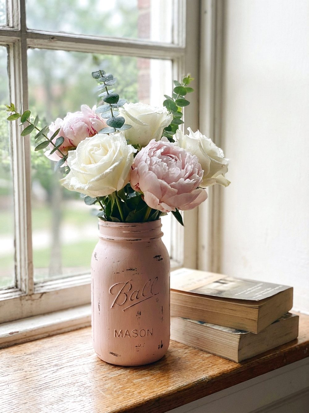 Pink Mason Jar Flower Vase