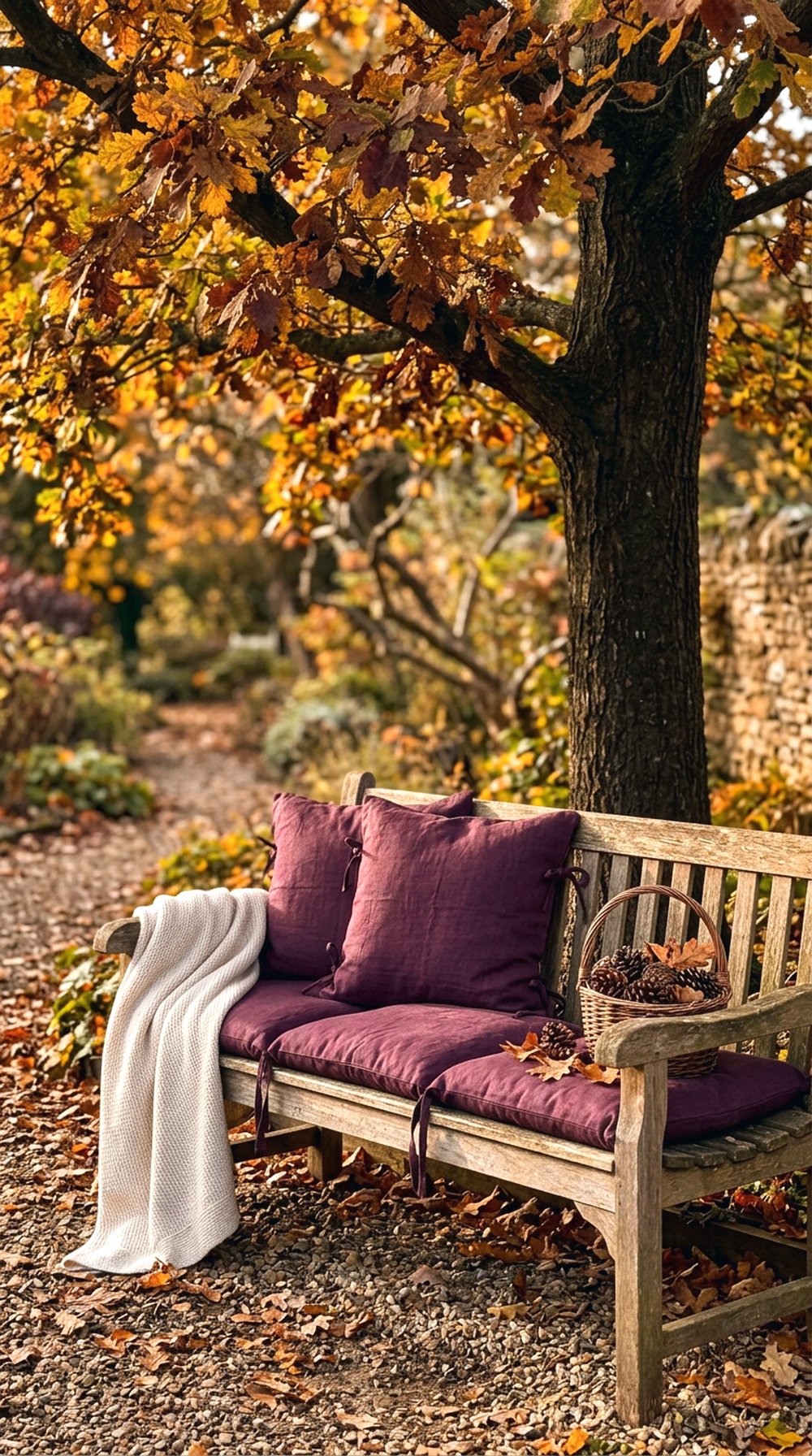 Plum Cushion Garden Bench