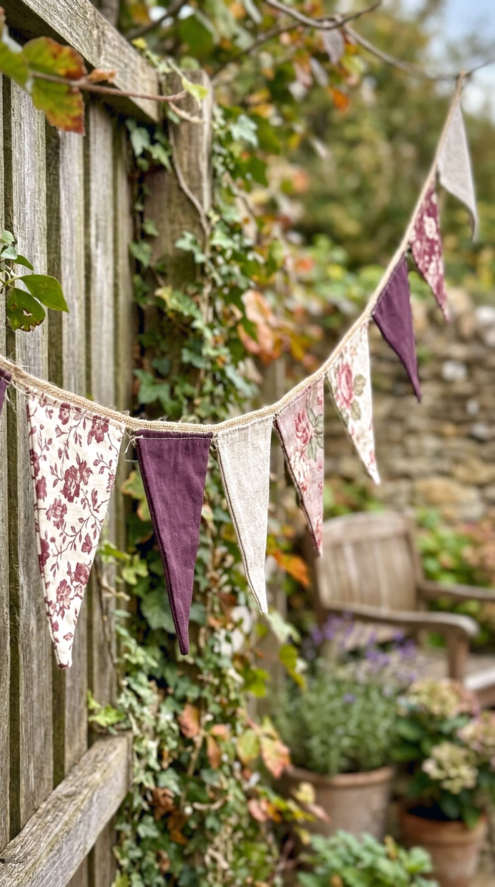 Plum Fabric Garden Bunting