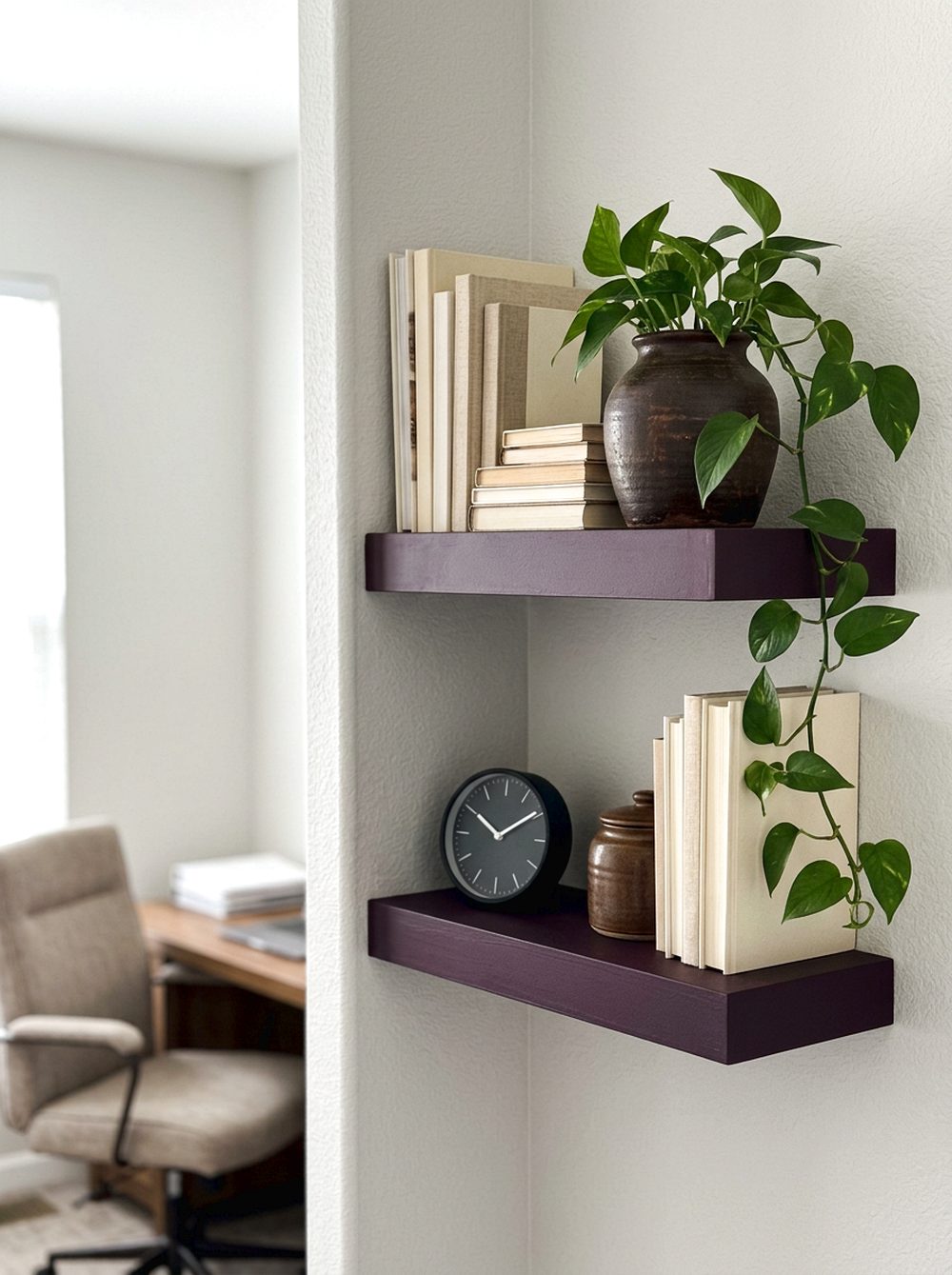 Plum Floating Shelves