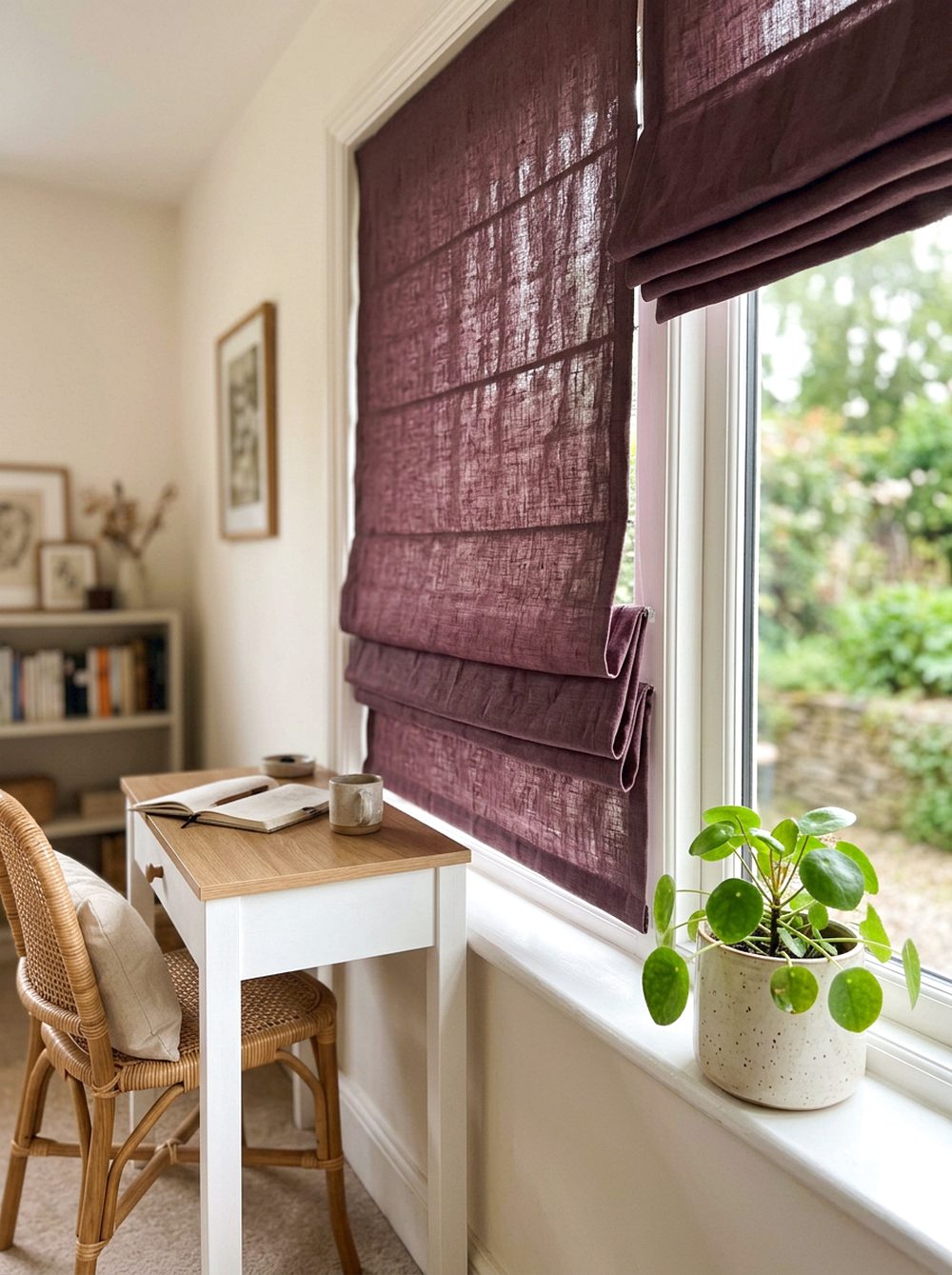 Plum Linen Roman Shade