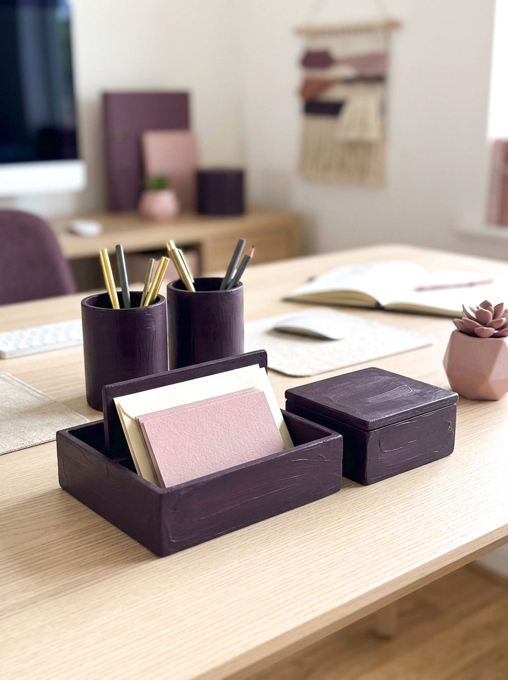 Plum Noir Desk Organisers