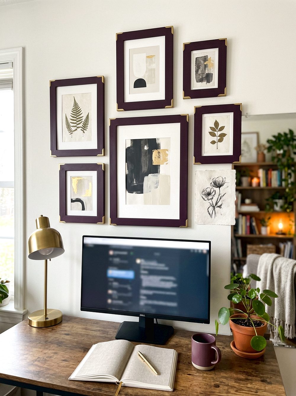 Plum and Gold Gallery Wall