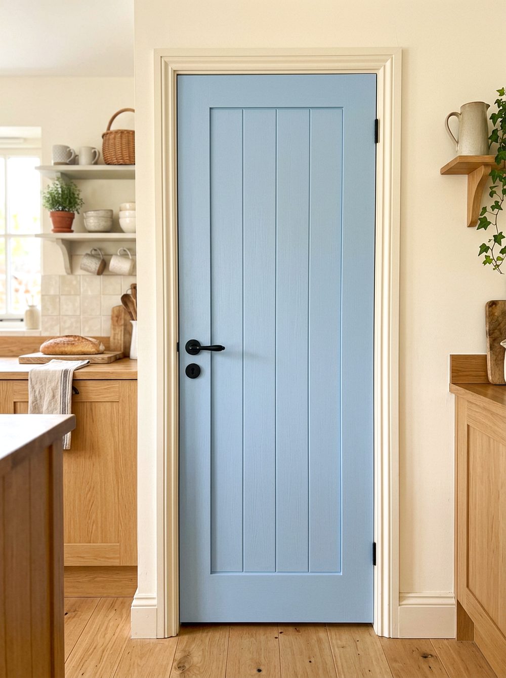 Powder Blue Pantry Door Makeover