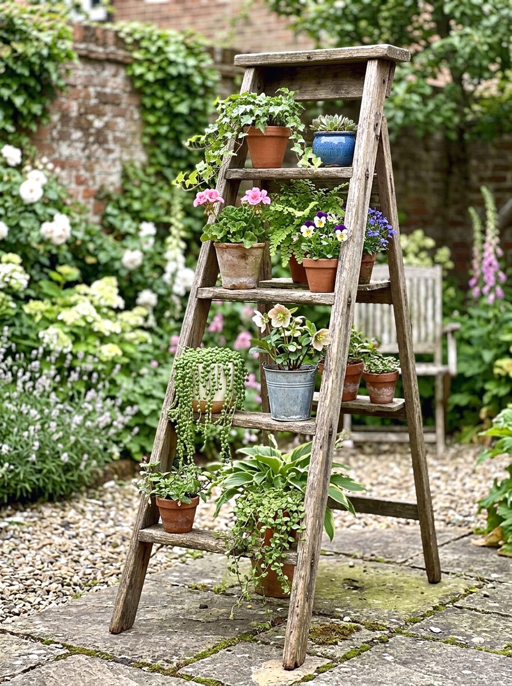 Reclaimed Ladder Plant Stand