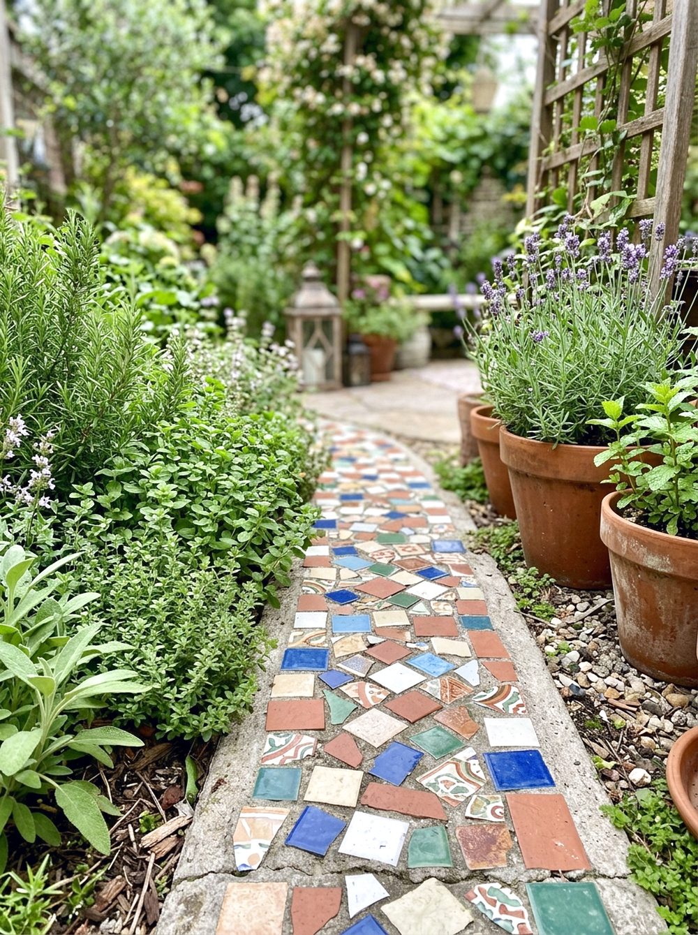 Recycled Tile Pathway
