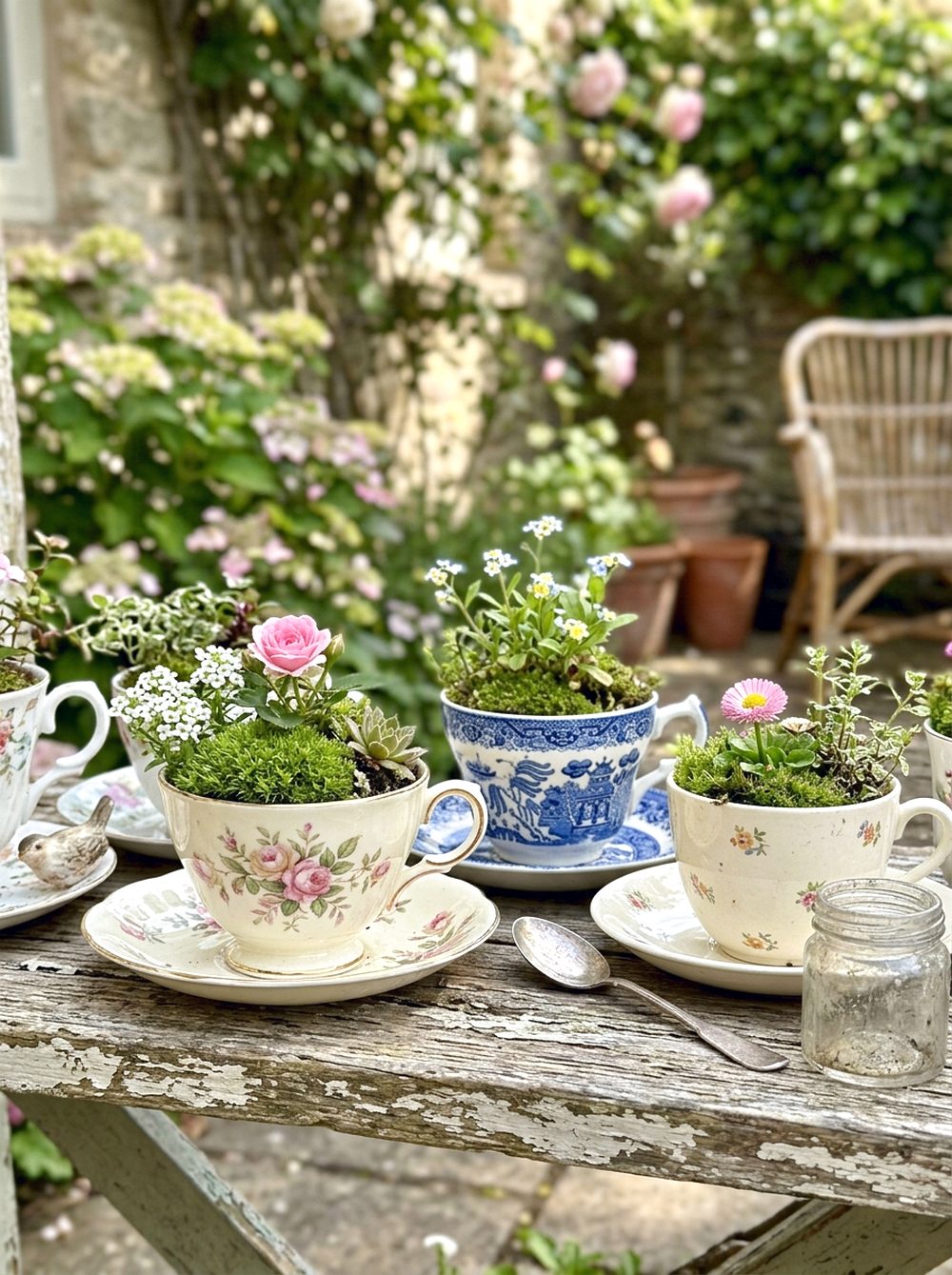 Repurposed Teacup Flower Display