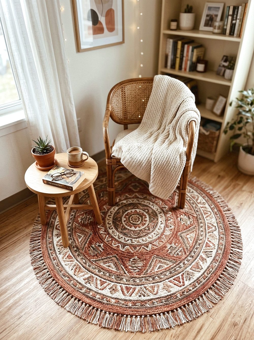 Round Boho Accent Rug