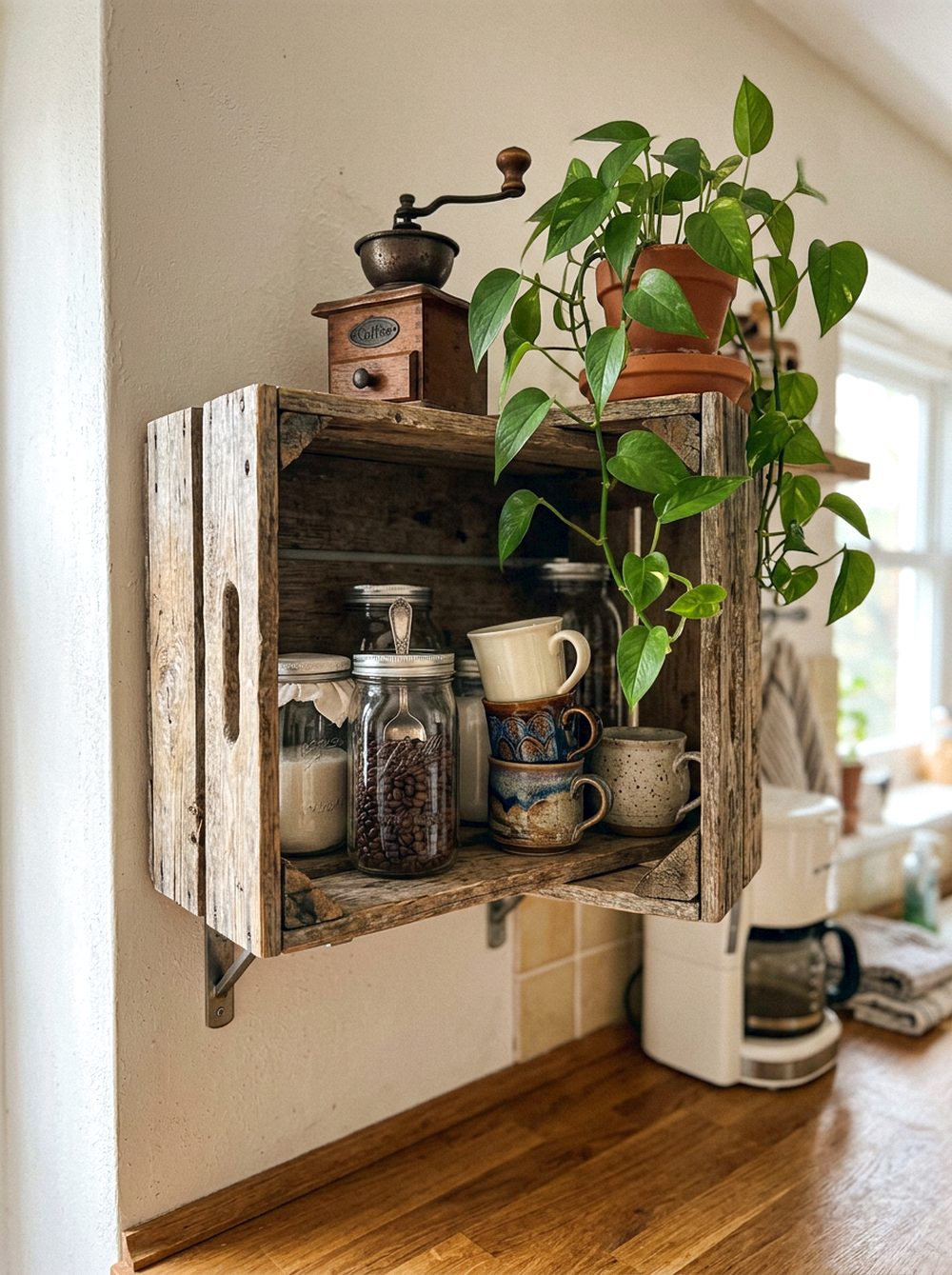 Rustic Crate Coffee Shelf