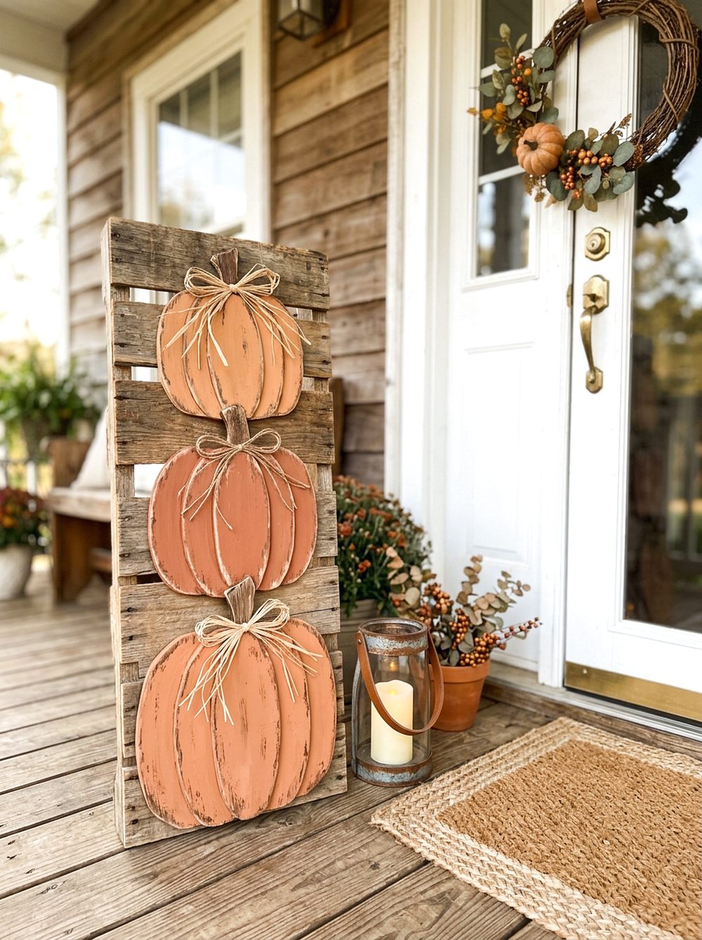 Rustic Stacked Pumpkin Pallet Sign