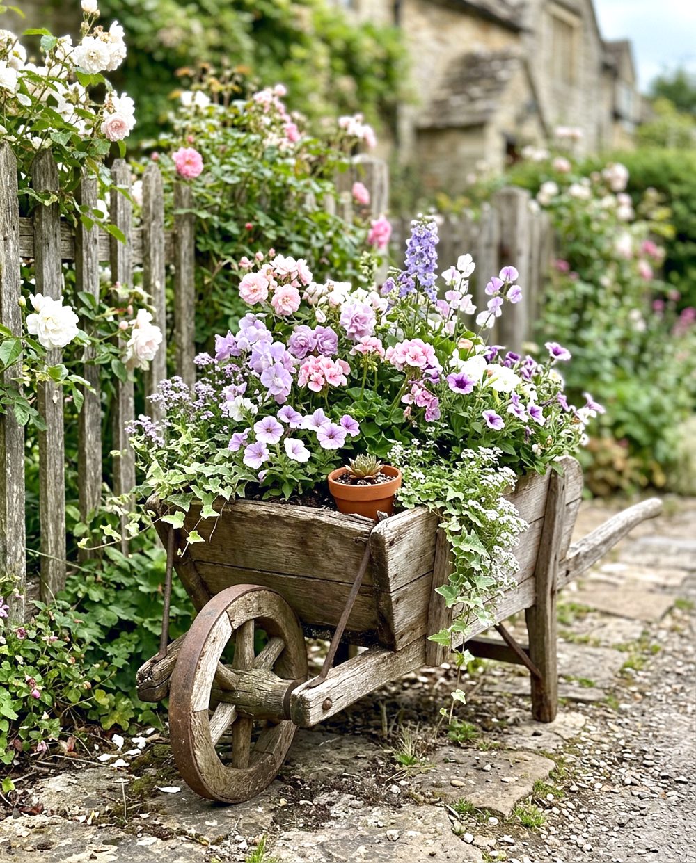 Rustic Wheelbarrow Flower Display