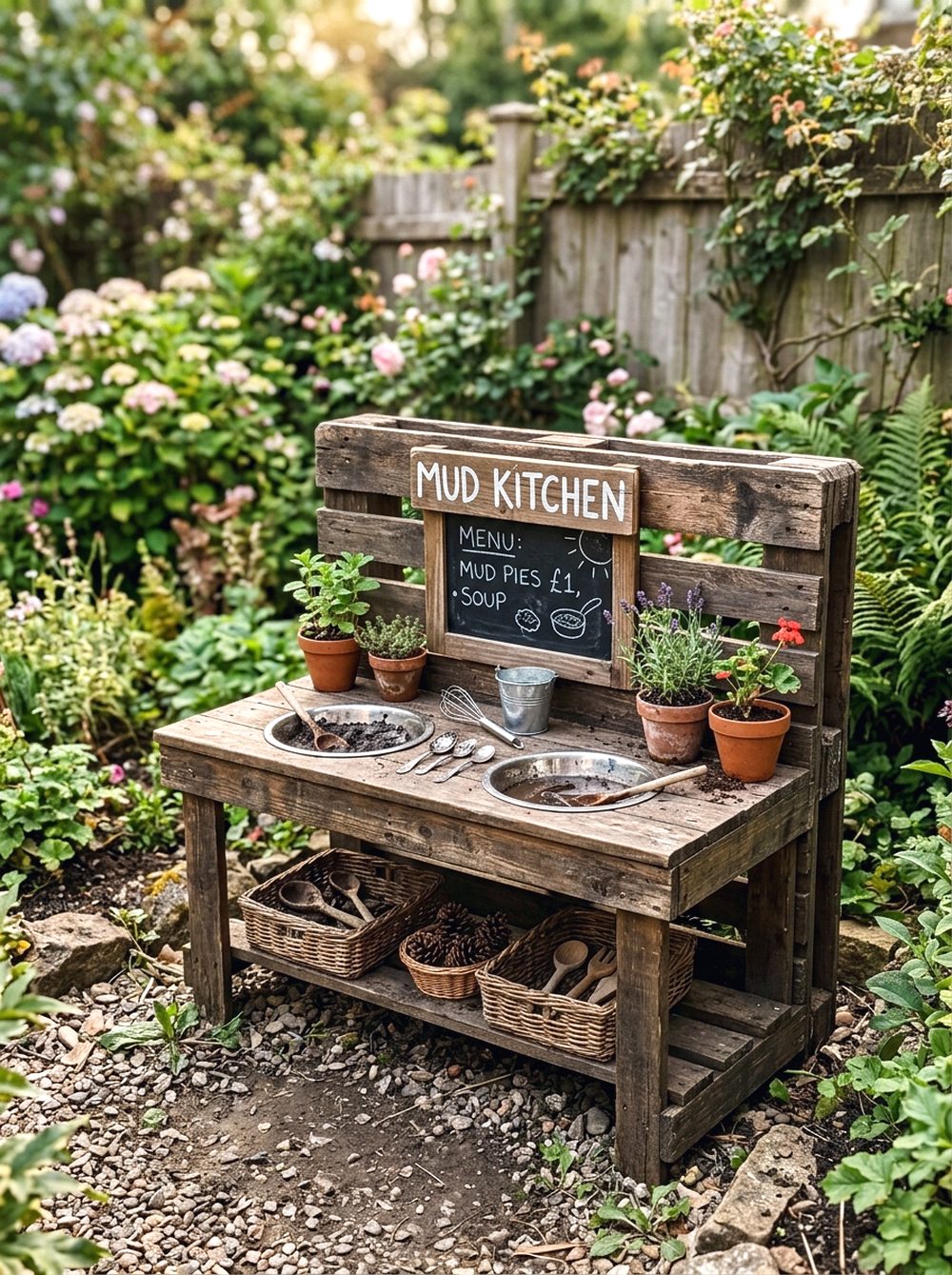 Simple Rustic Pallet Mud Kitchen
