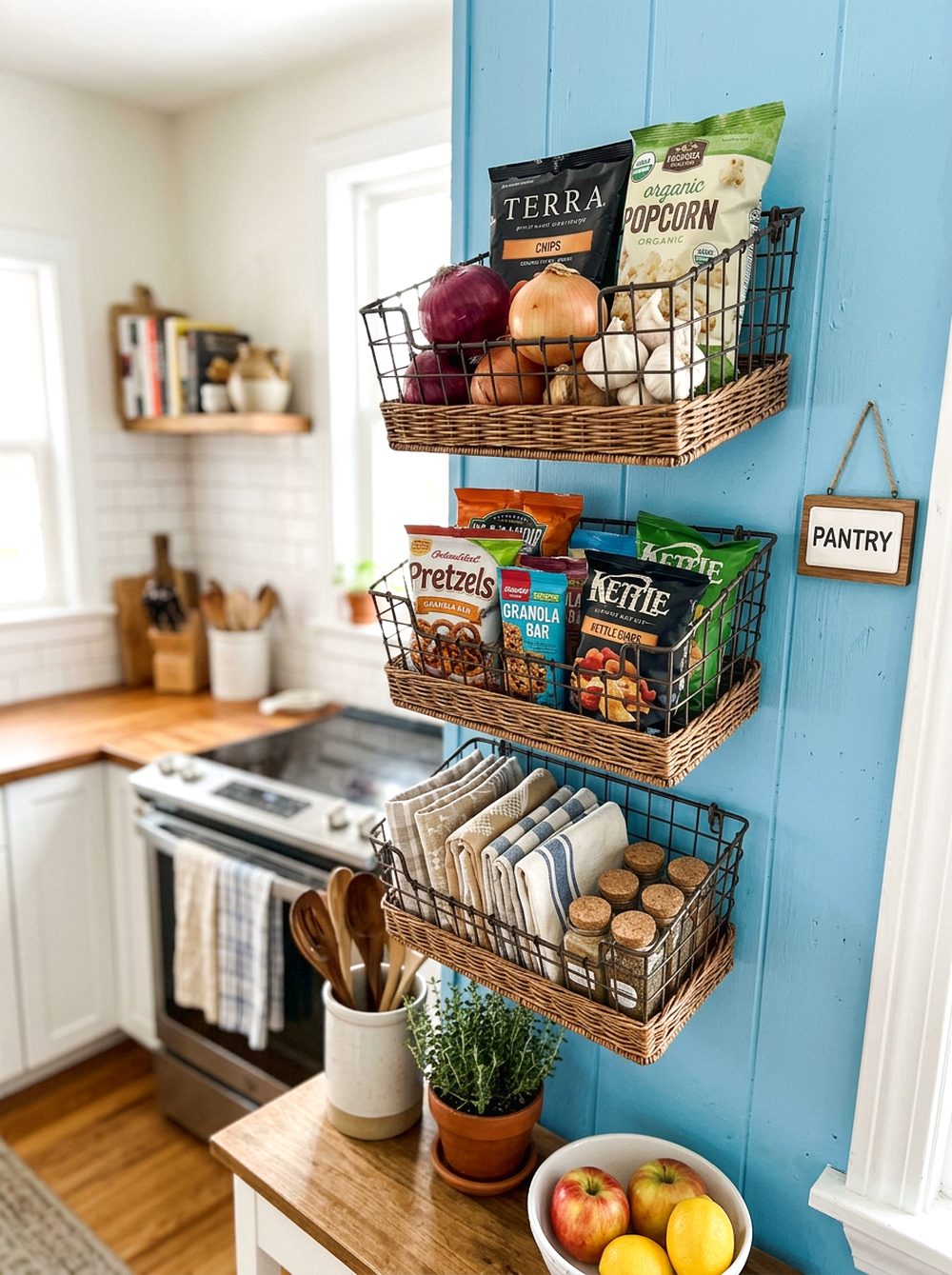 Sky Blue Pantry Basket Wall