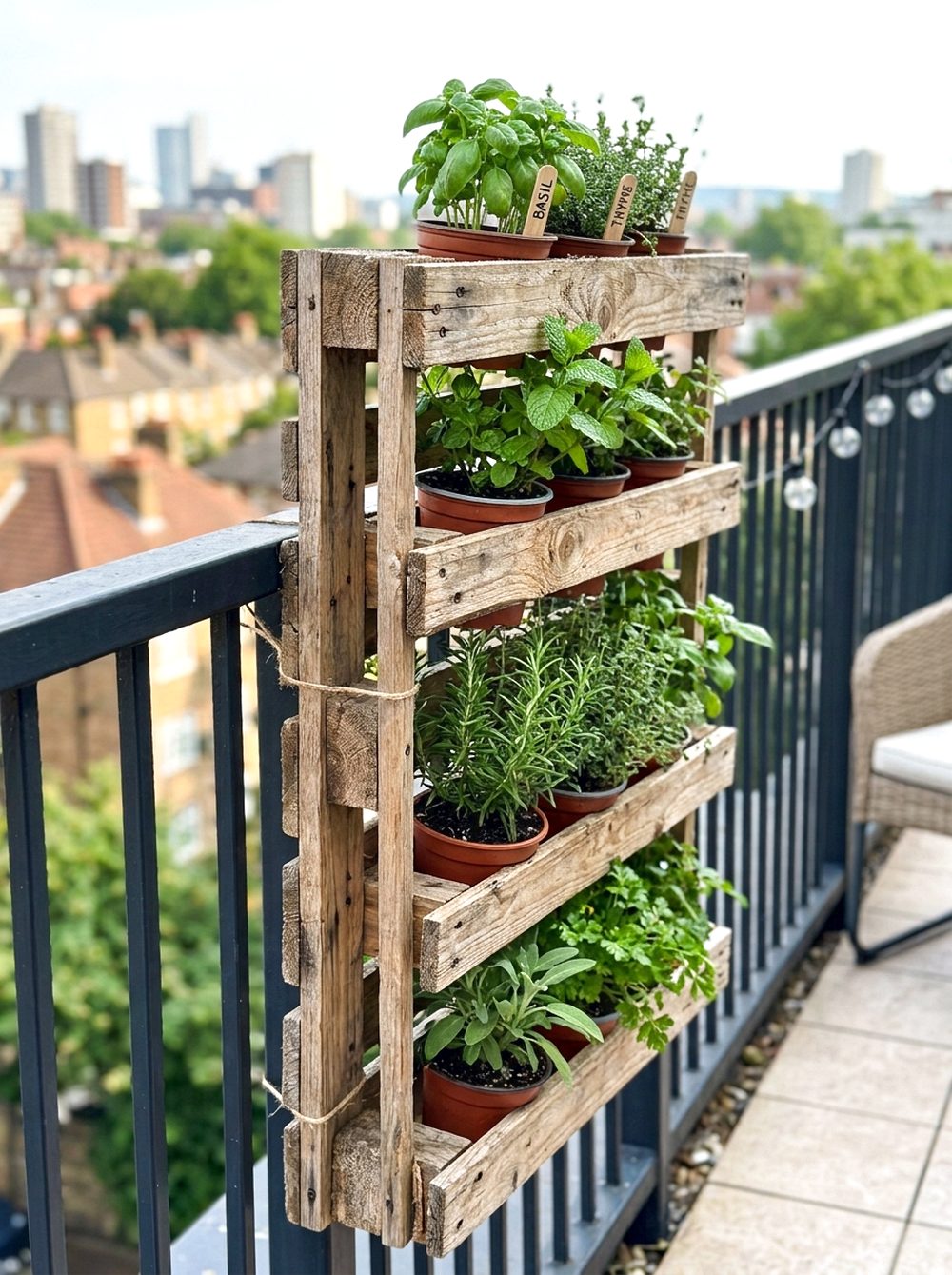 Slim Pallet Railing Herb Holder