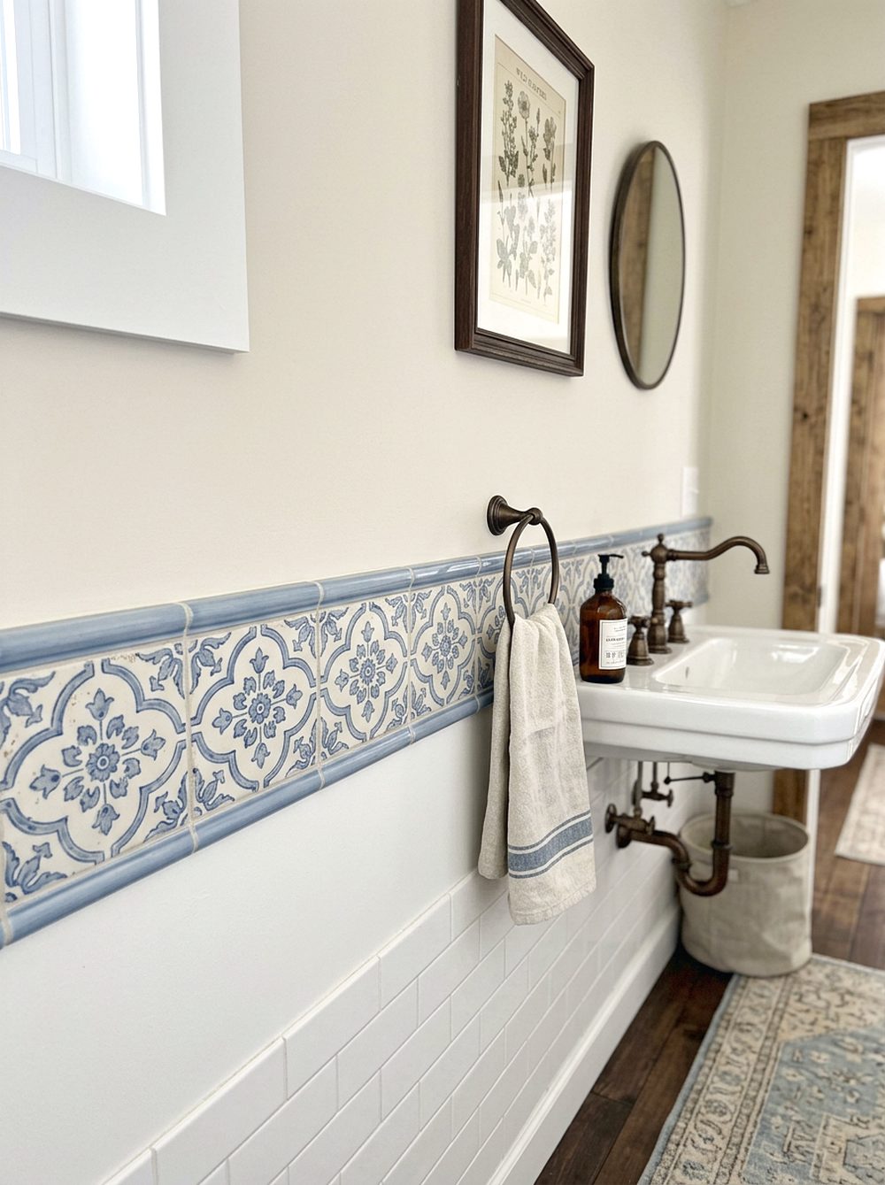 Soft Blue Vintage Tile Border