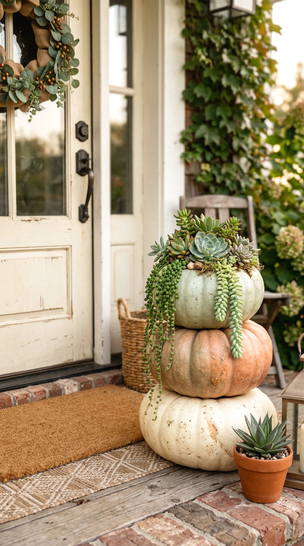 Stacked Pumpkin Succulent Display