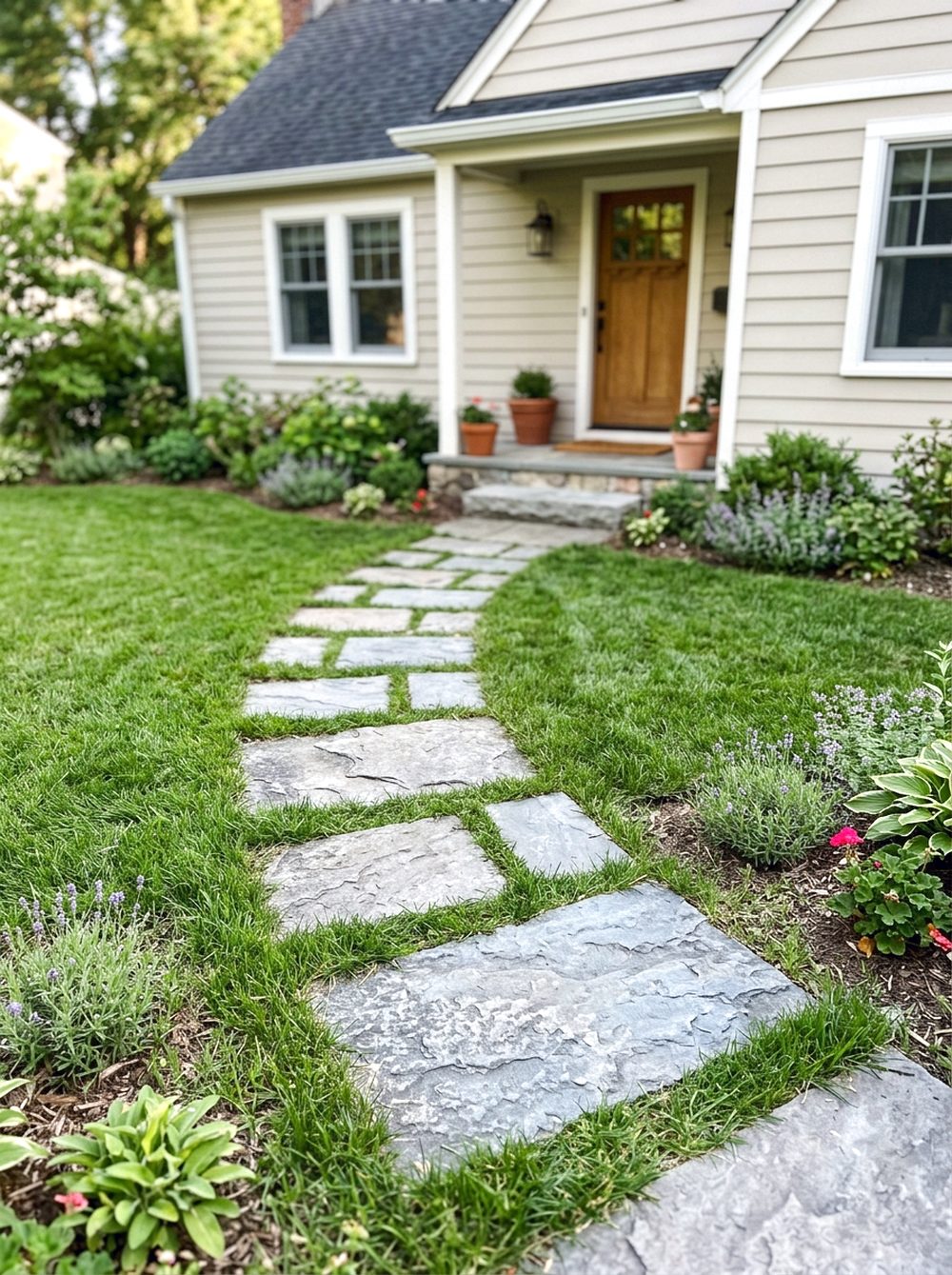 Stepping Stone Path Through the Lawn