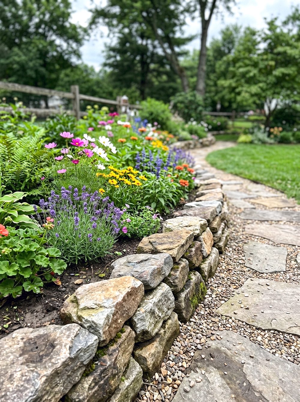 Stone Border Flower Garden