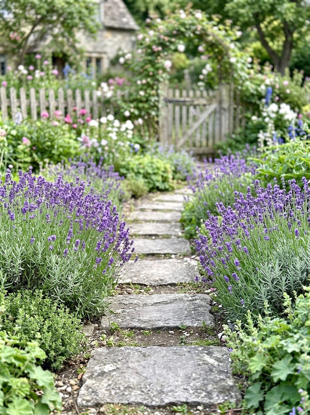 Stone Path with Lavender Edging