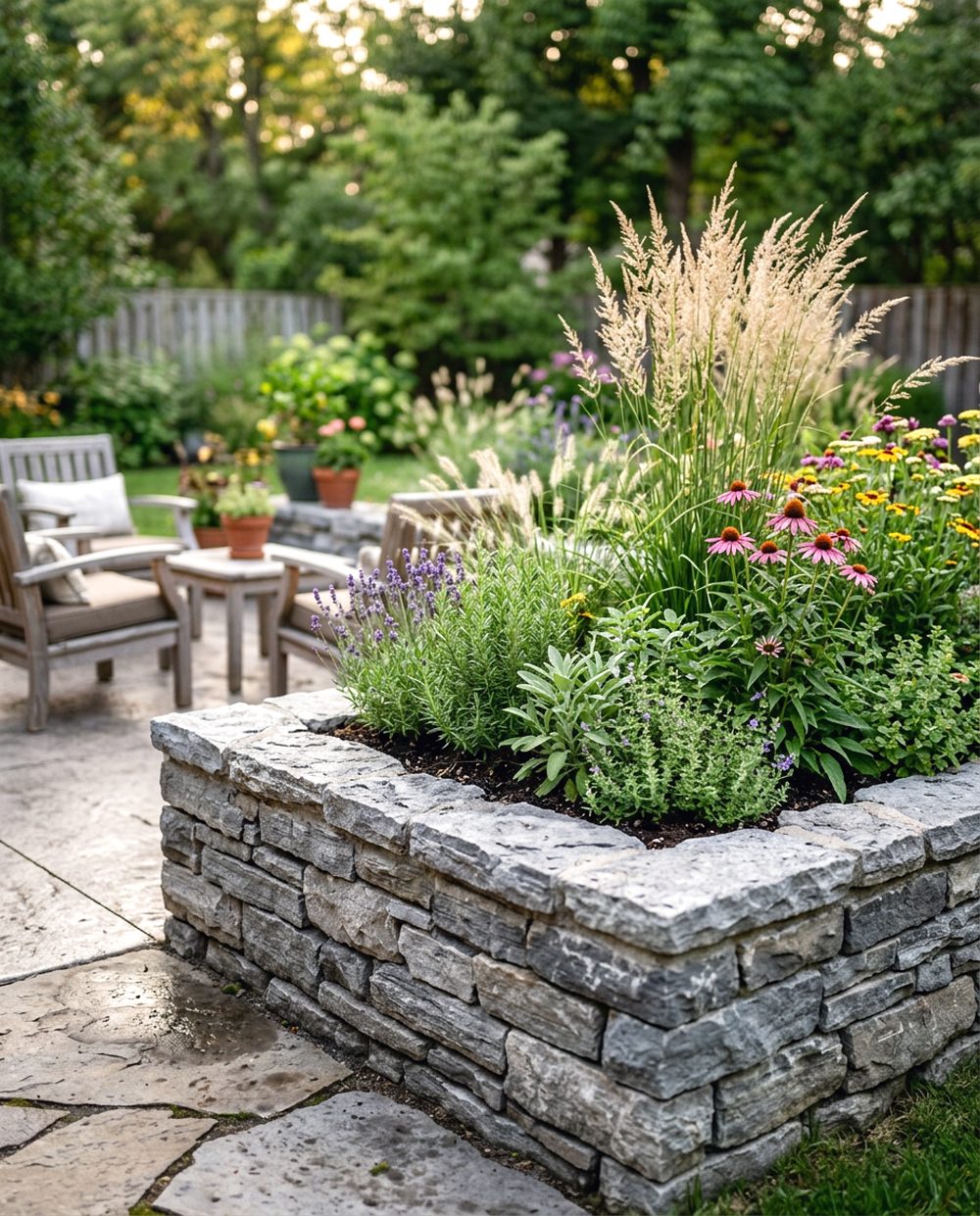 Stone Raised Bed Border