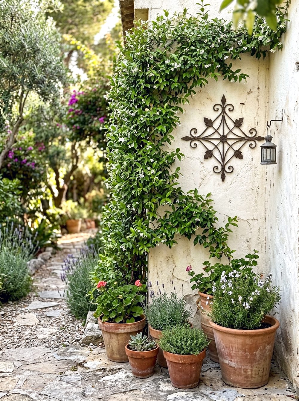 Stucco Wall With Climbing Vines