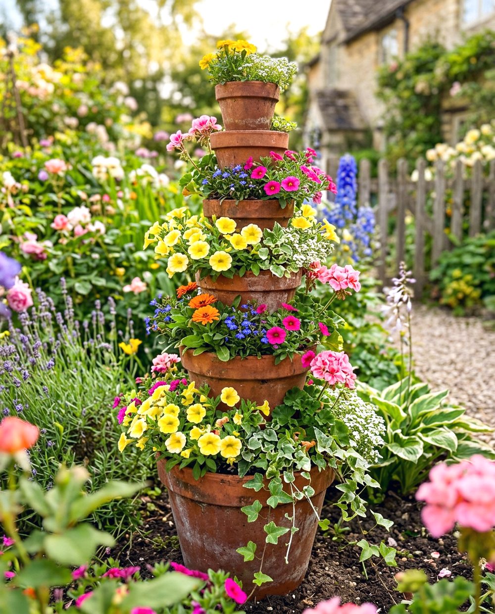 Terracotta Pot Flower Stack
