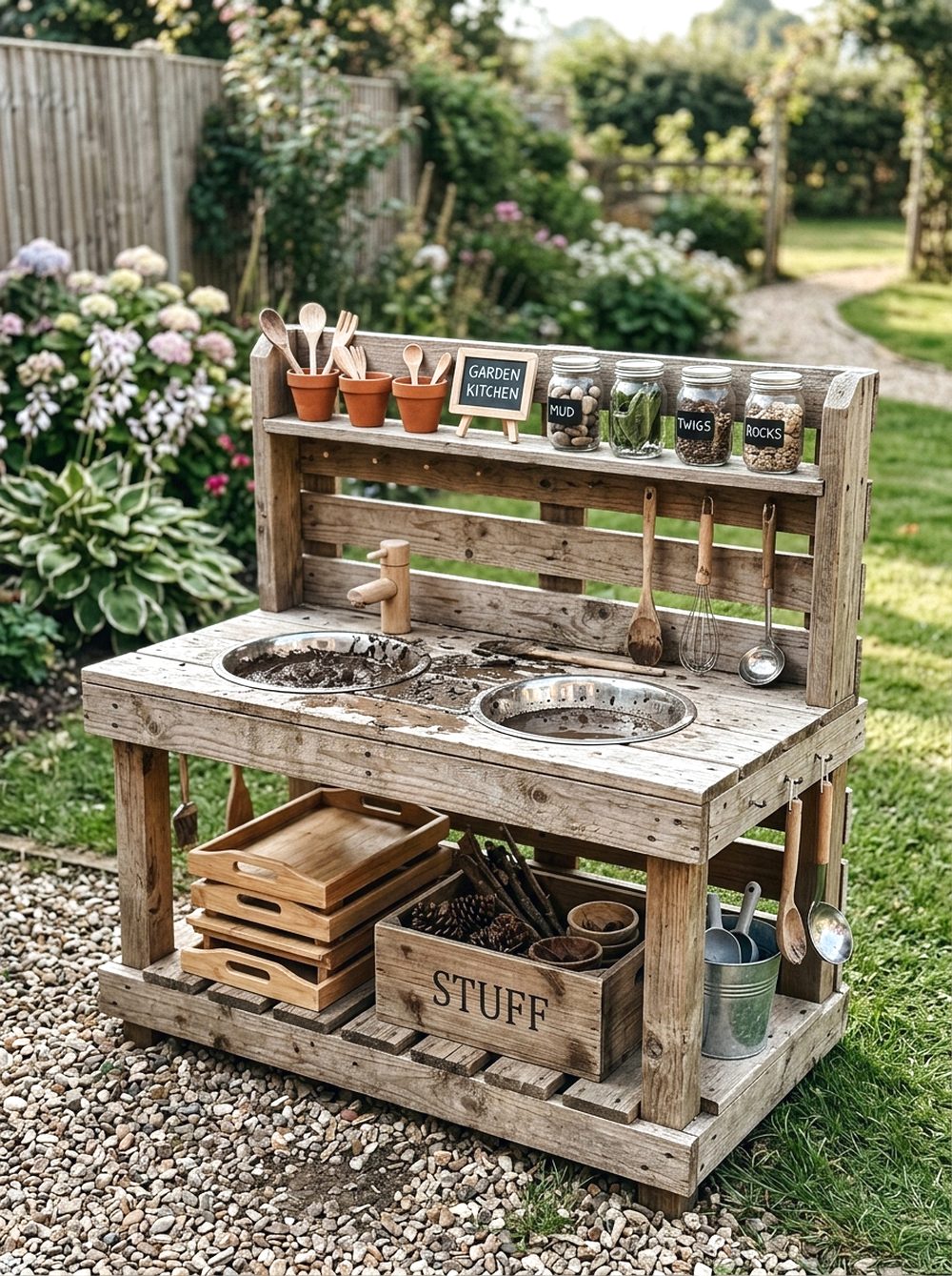 Two-Level Pallet Mud Kitchen