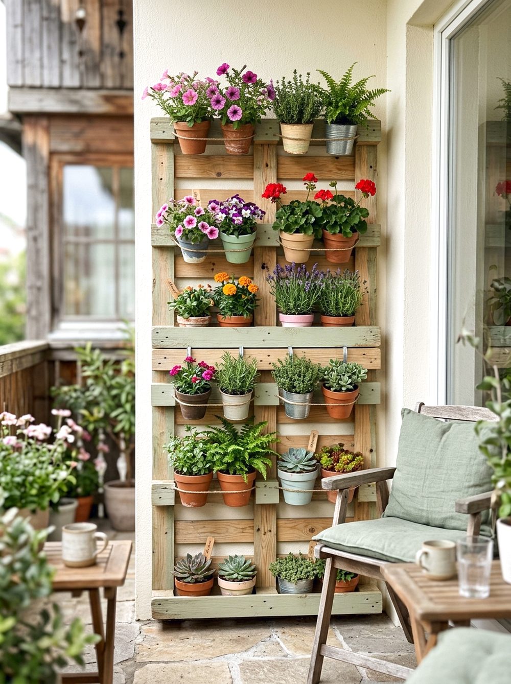 Vertical Pallet Flower Wall