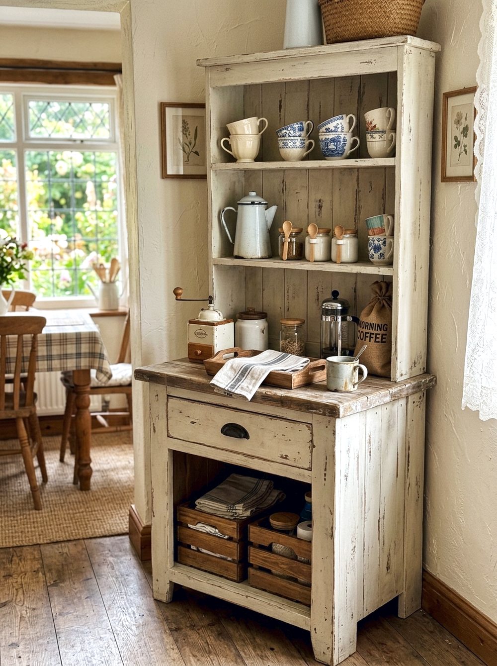Vintage Style Distressed Pallet Coffee Cabinet