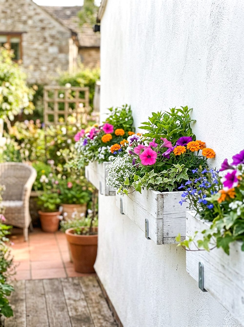 Wall-Mounted Flower Boxes