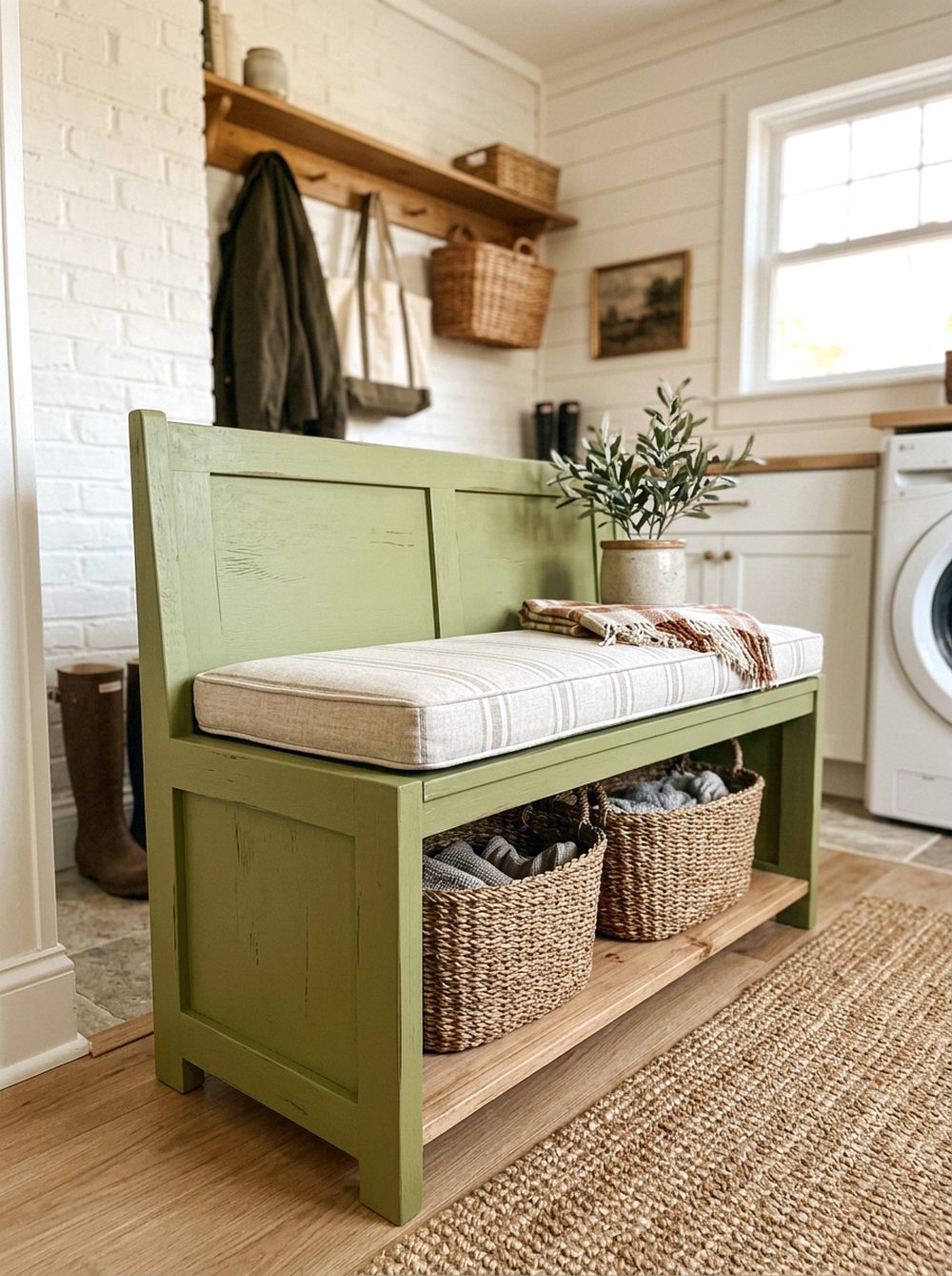 Wasabi Green Laundry Bench