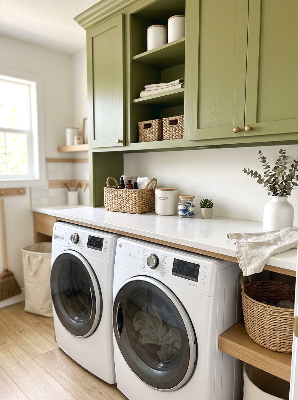 Wasabi Green Laundry Cabinets
