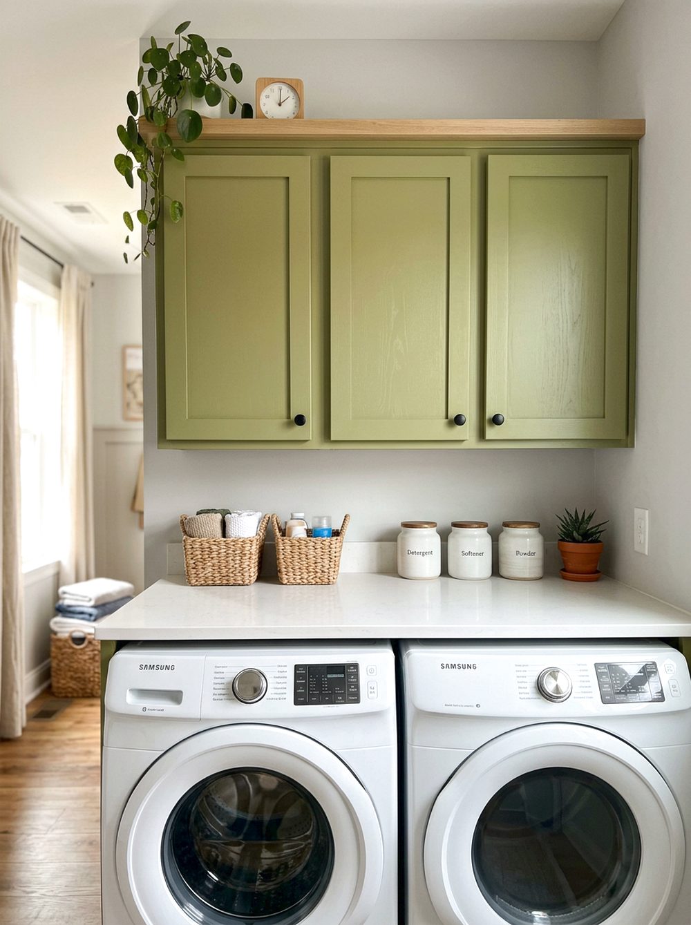 Wasabi Green Laundry Cabinets
