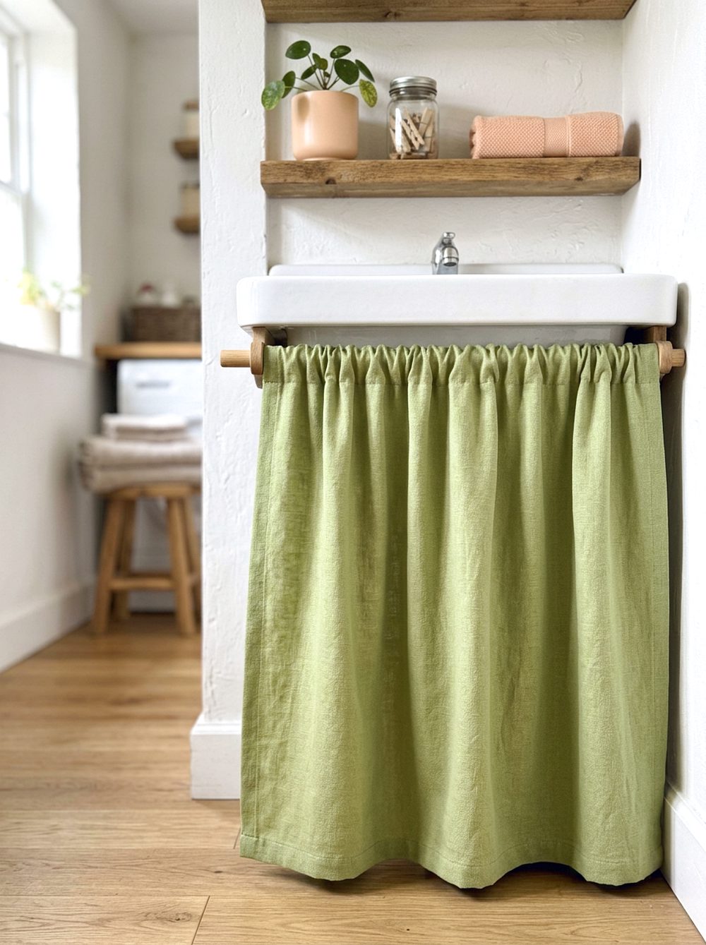Wasabi Green Sink Curtain
