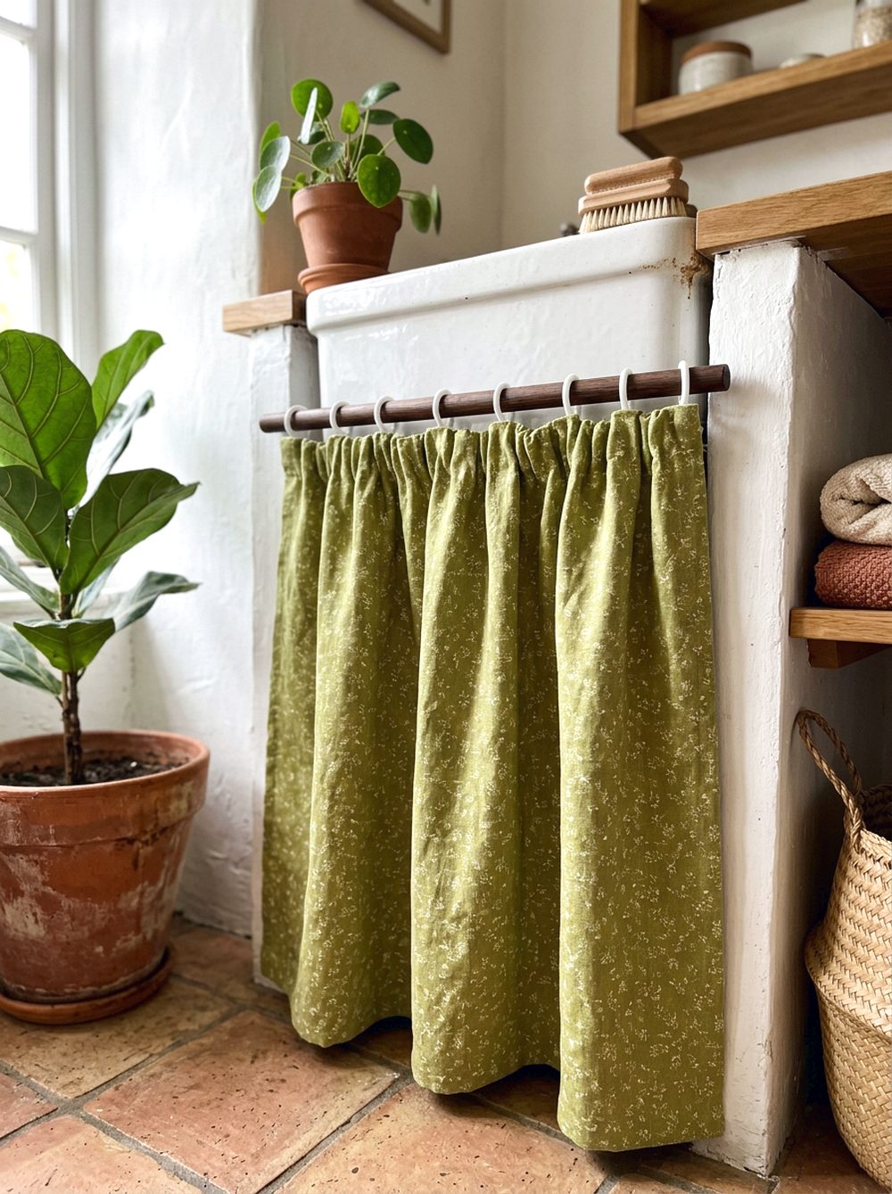 Wasabi Green Sink Curtain