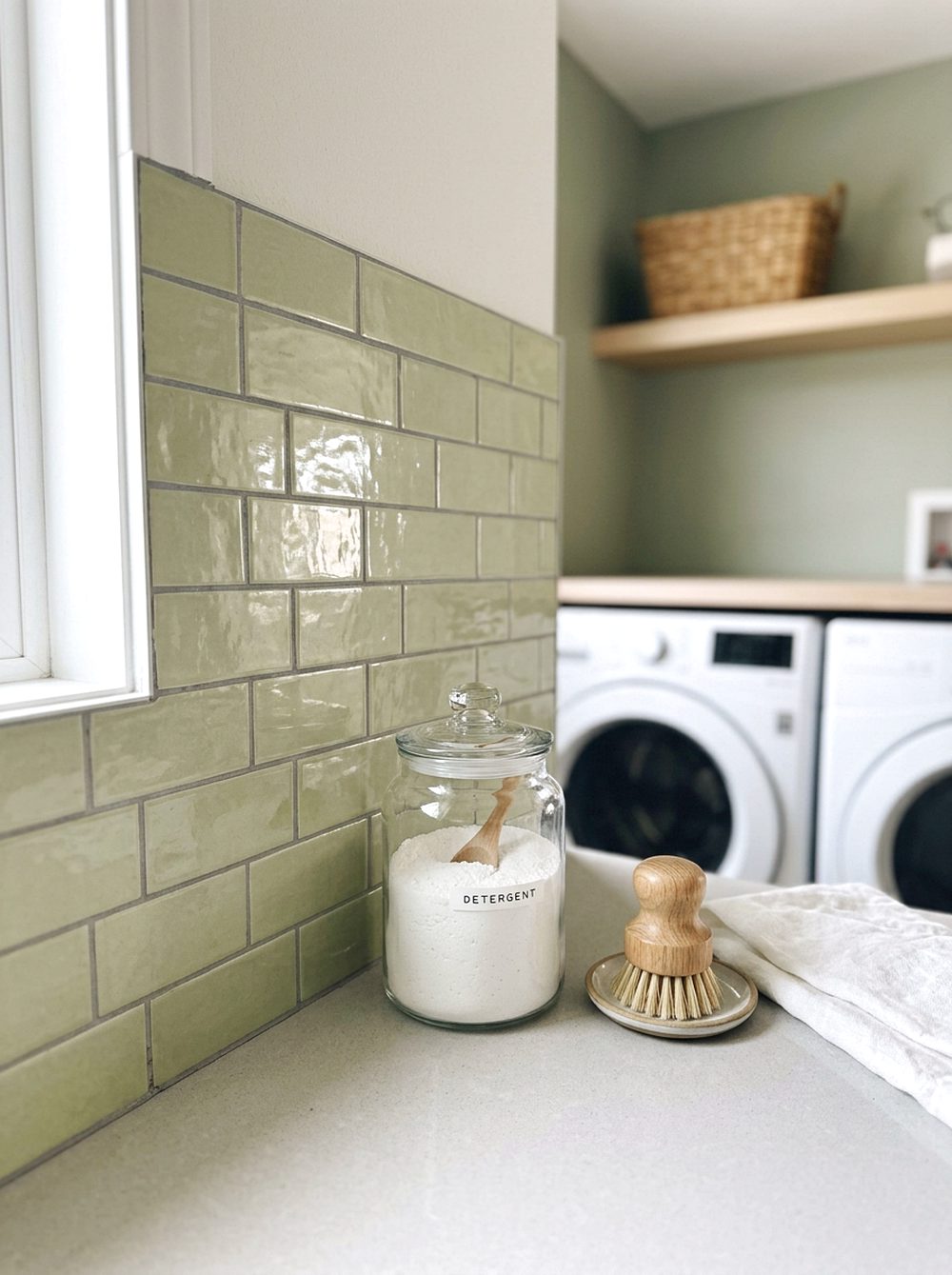 Wasabi Green Tile Backsplash