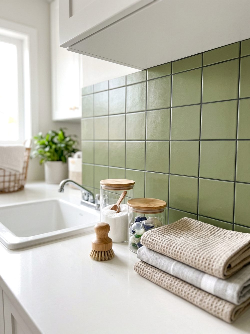 Wasabi Green Tile Backsplash