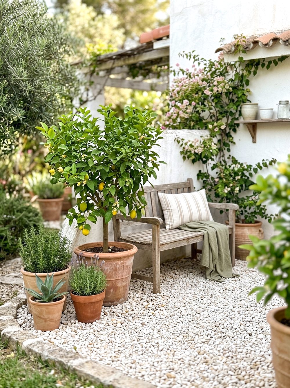 White Gravel Seating Corner
