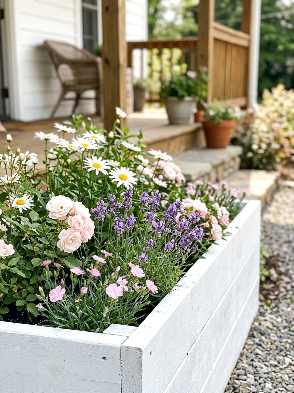 White Painted Flower Bed