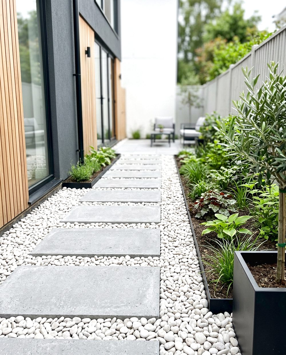 White Pebble Modern Path