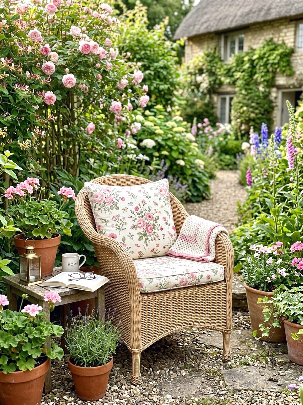 Wicker Chair Reading Nook