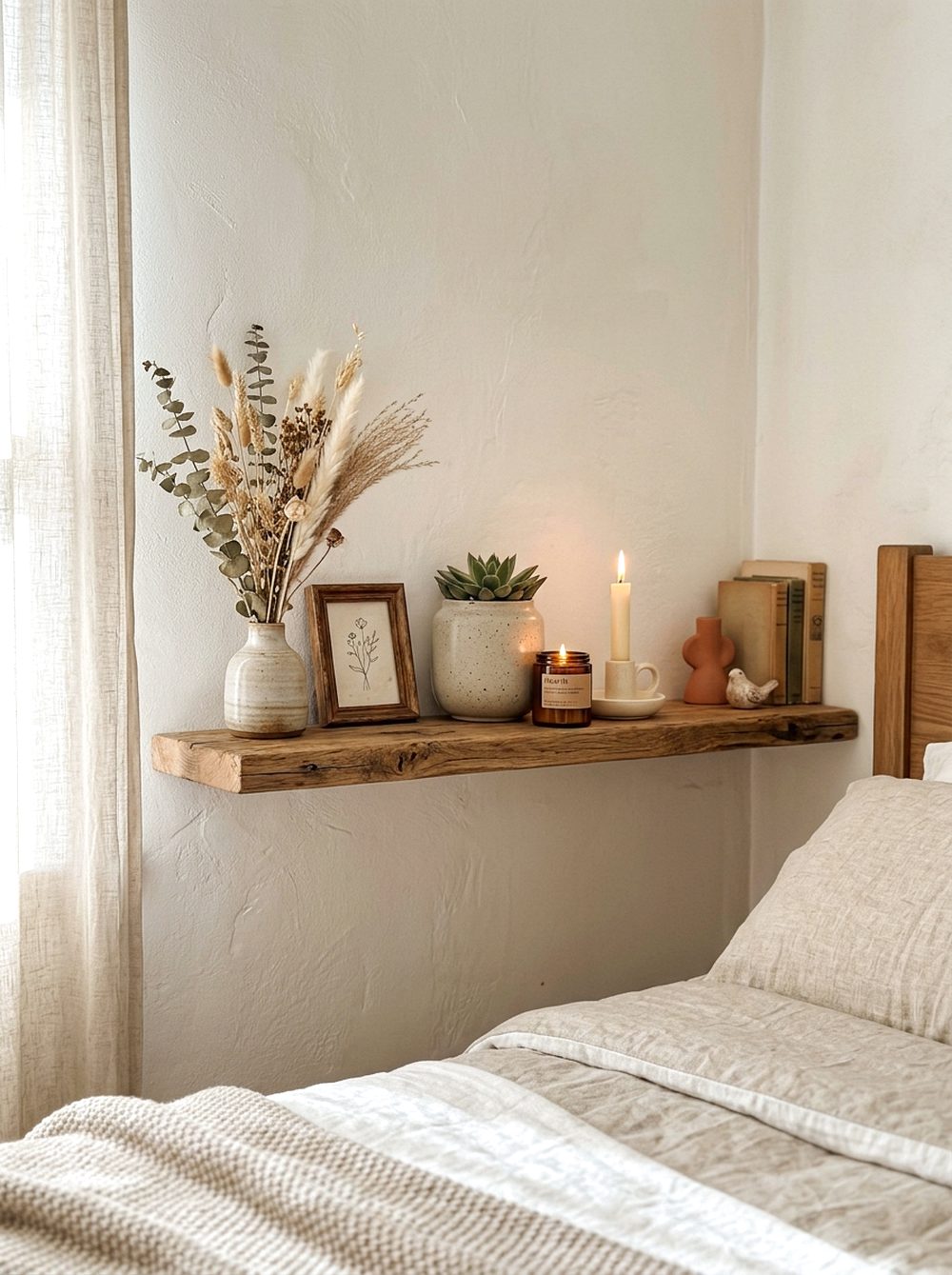 Wooden Shelf with Soft Decor